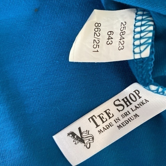 Victorias Secret Tee SHOP PEACOCK BLUE COTTON BLEND STRETCHABLE CROPPED Sz M - Picture 8 of 9